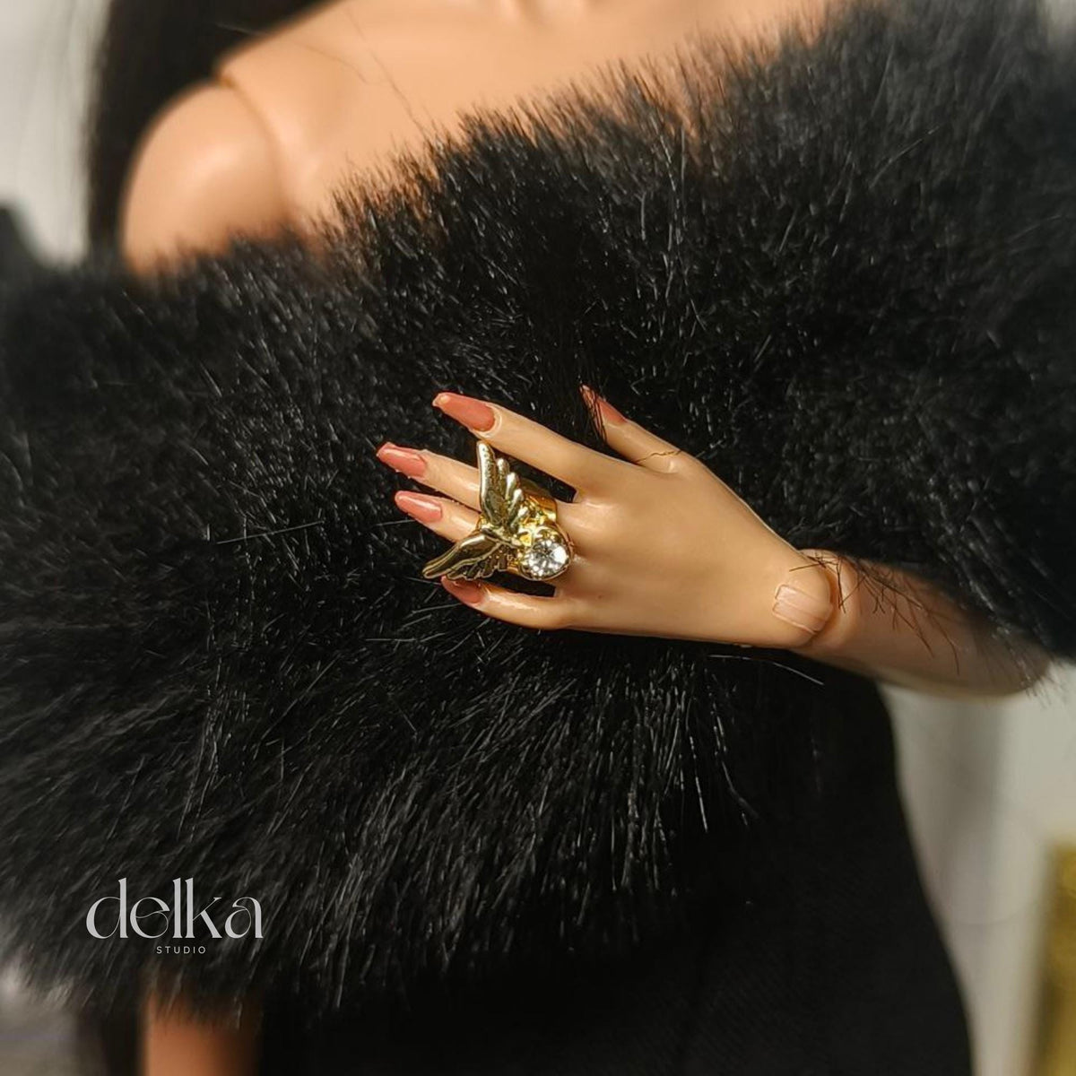 Two-Finger Ring for Fashion Royalty Dolls, 1:6 Scale Handmade Ring