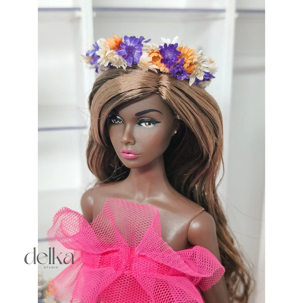 12 inch Flower Crown for Fashion Royalty Dolls, 1:6 Scale Doll Garland