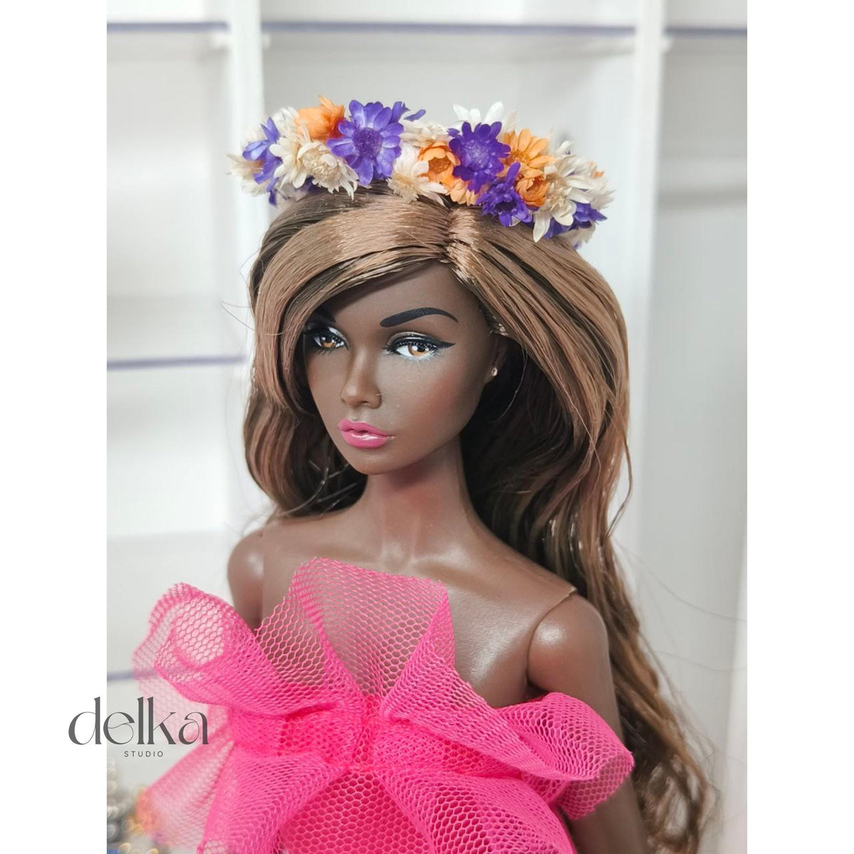 12 inch Flower Crown for Fashion Royalty Dolls, 1:6 Scale Doll Garland
