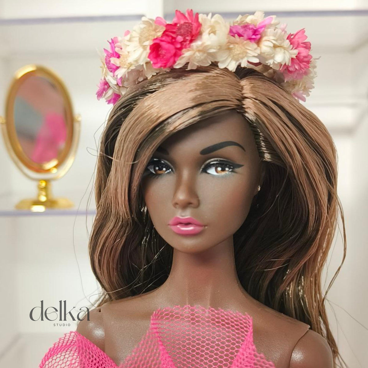 12 inch Flower Crown for Fashion Royalty Dolls, 1:6 Scale Doll Garland