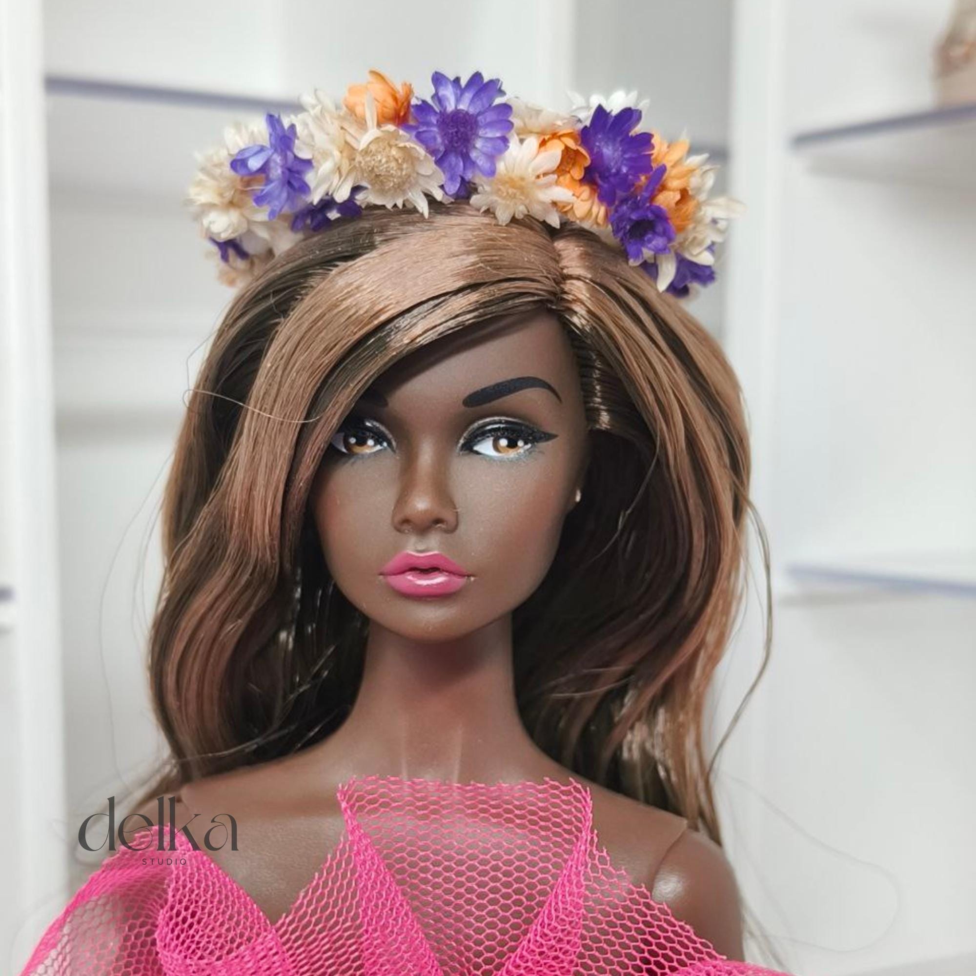 12 inch Flower Crown for Fashion Royalty Dolls, 1:6 Scale Doll Garland