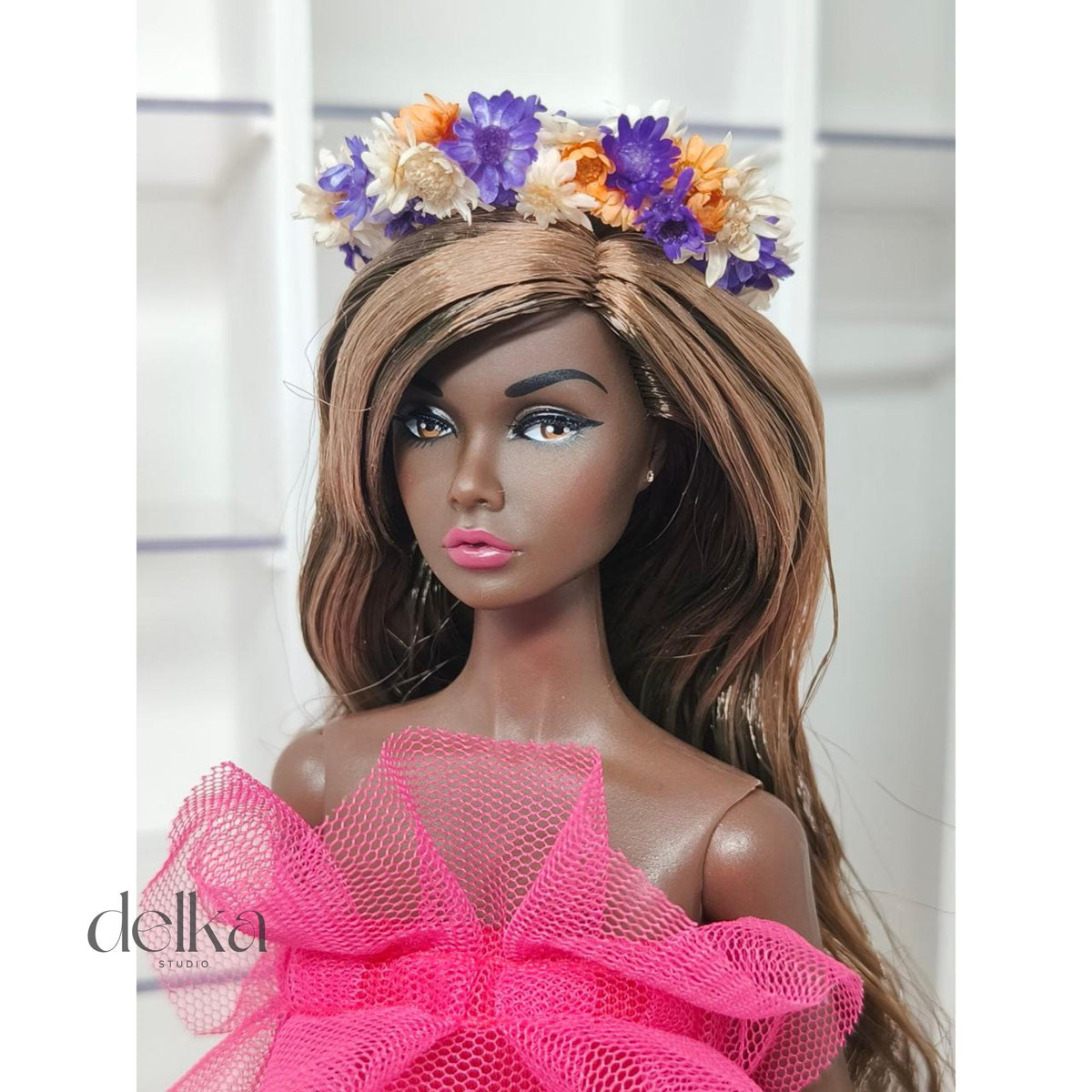12 inch Flower Crown for Fashion Royalty Dolls, 1:6 Scale Doll Garland