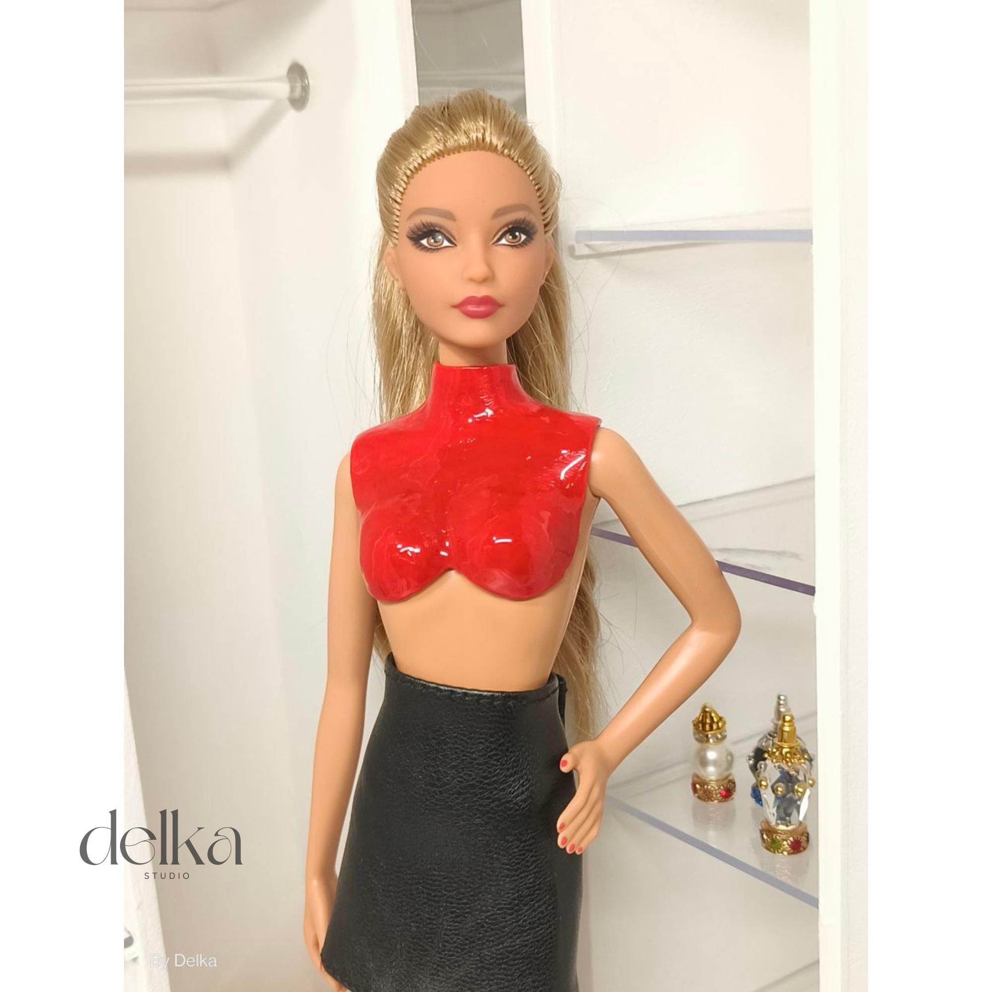 12 Inch Bodice for fashion dolls, Rigid Bra dolls, 1:6 scale doll Corset