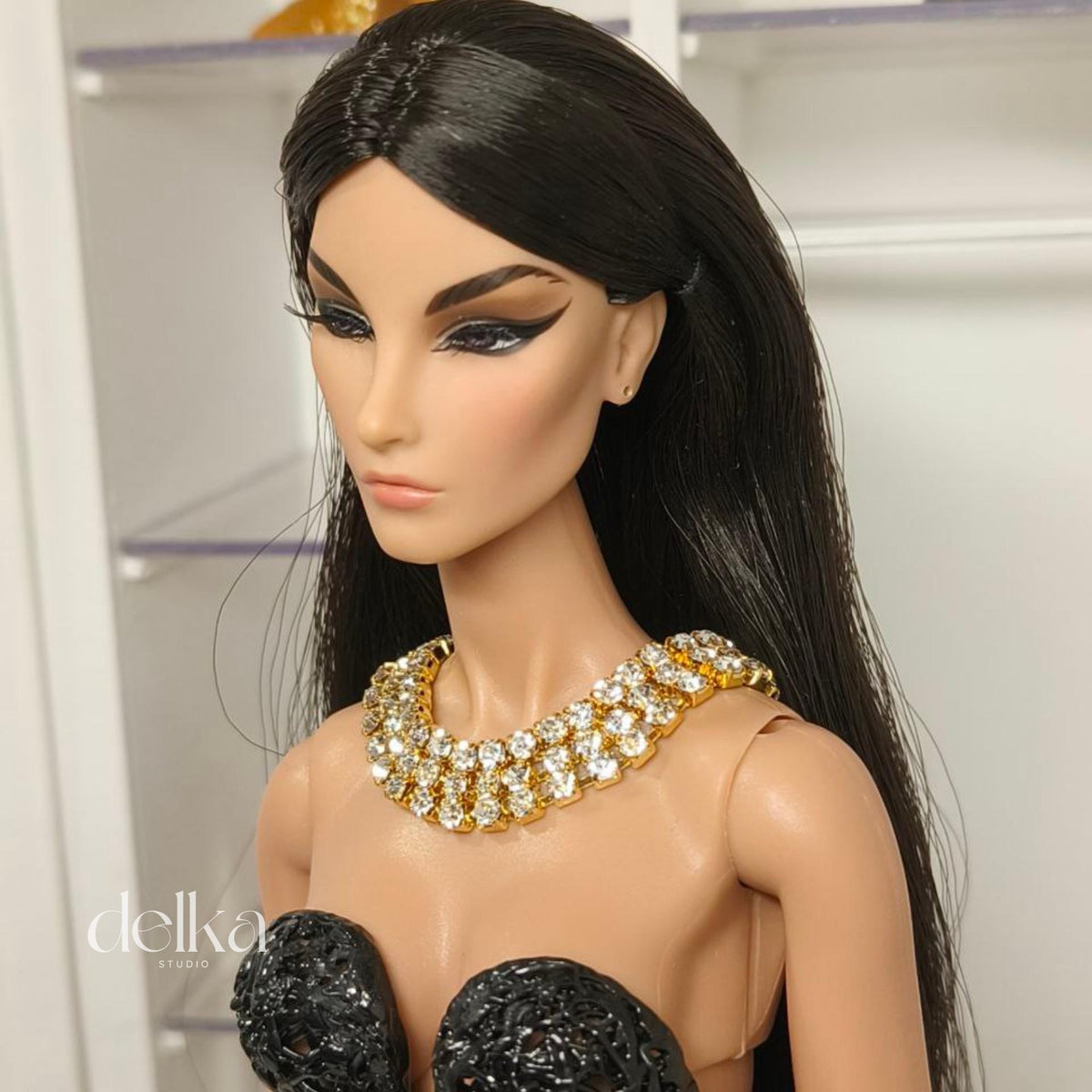 12 inch Glitter Rhinestone Choker for fashion dolls, 1:6 Scale Doll Necklace