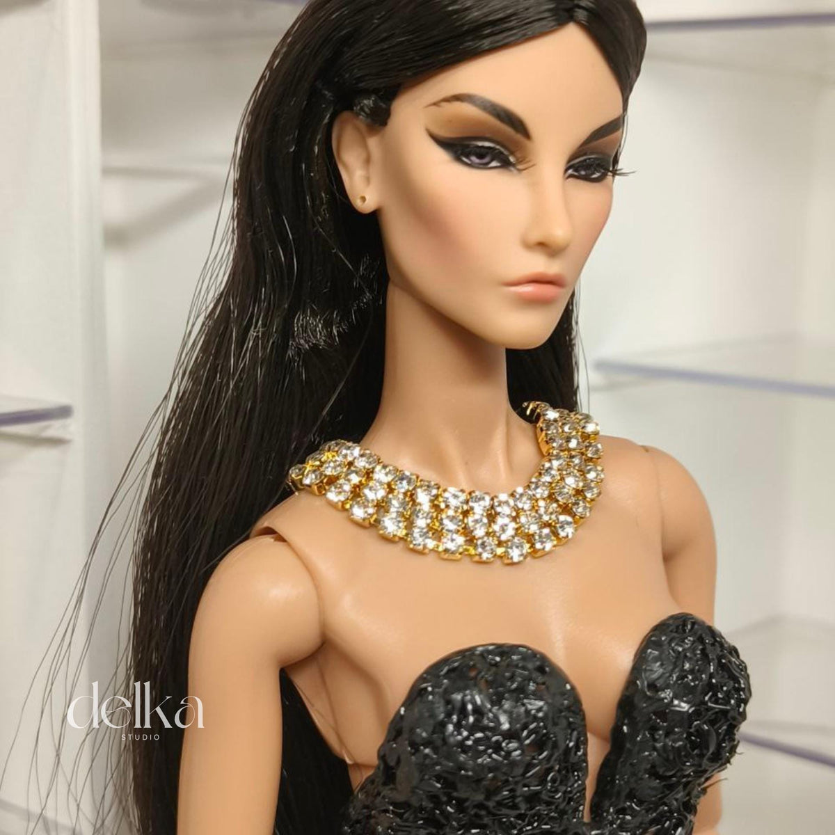 12 inch Glitter Rhinestone Choker for fashion dolls, 1:6 Scale Doll Necklace