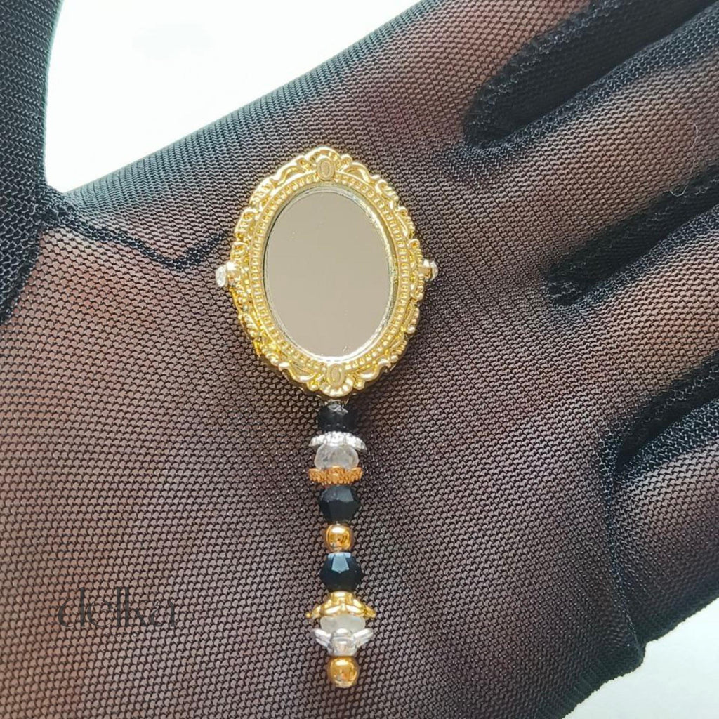 12 inch handmade miniature jeweled gold mirror for Fashion dolls