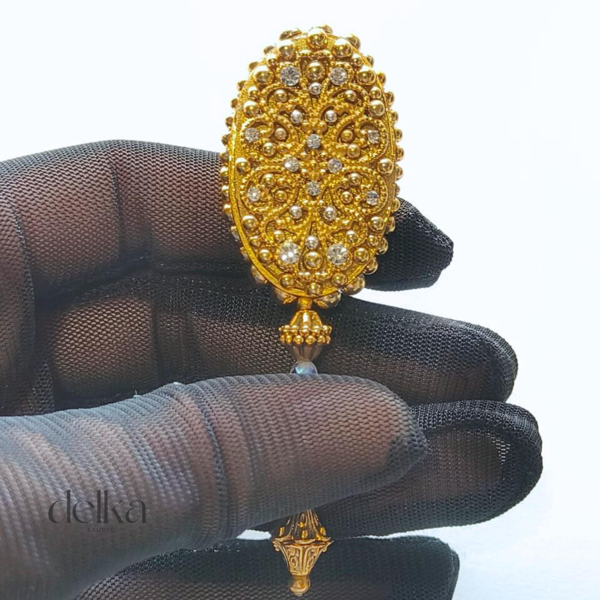 Handmade Gold Jewel Miniature Mirror for Dolls