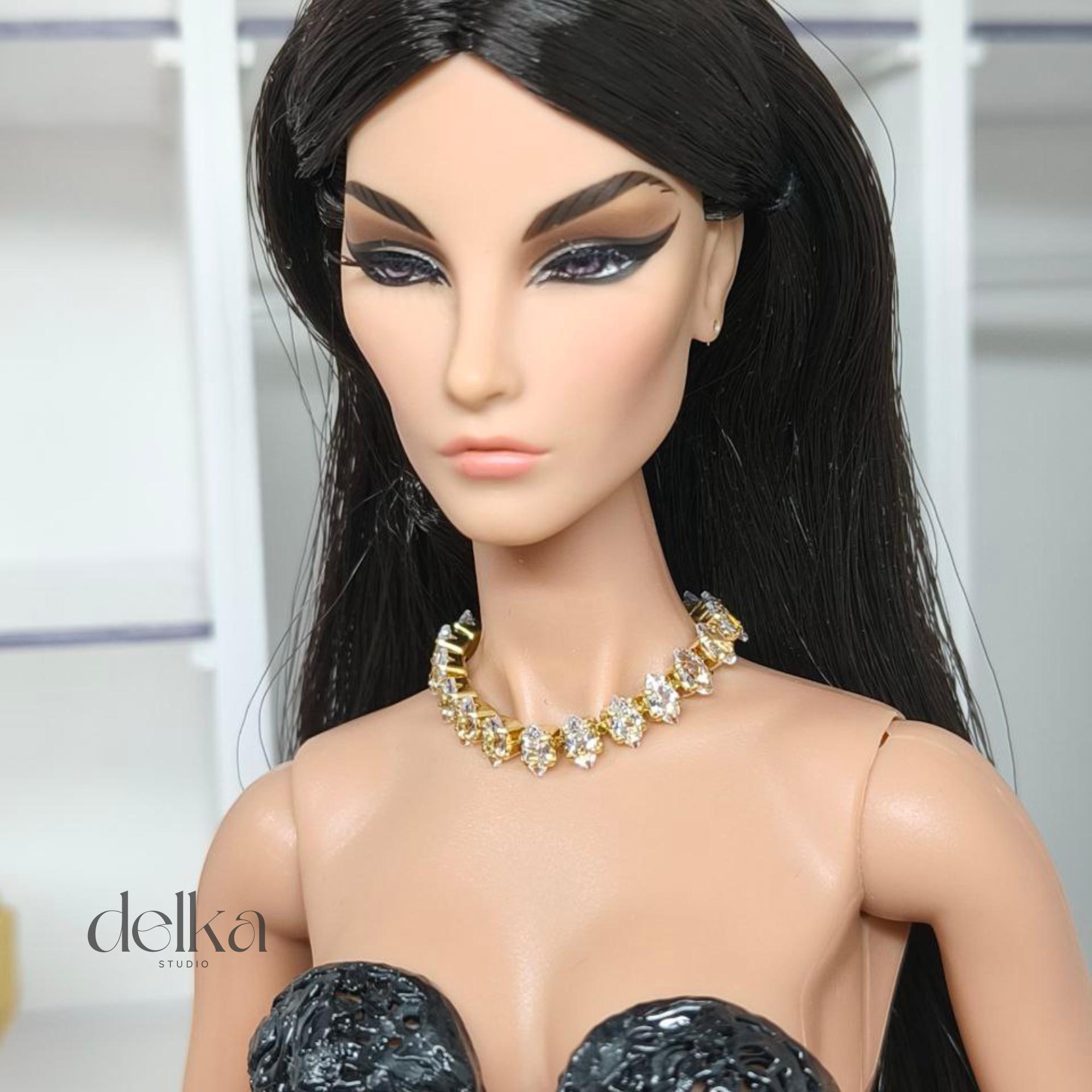 Rhinestone Jeweled Choker, 1:6 Scale Doll Necklace