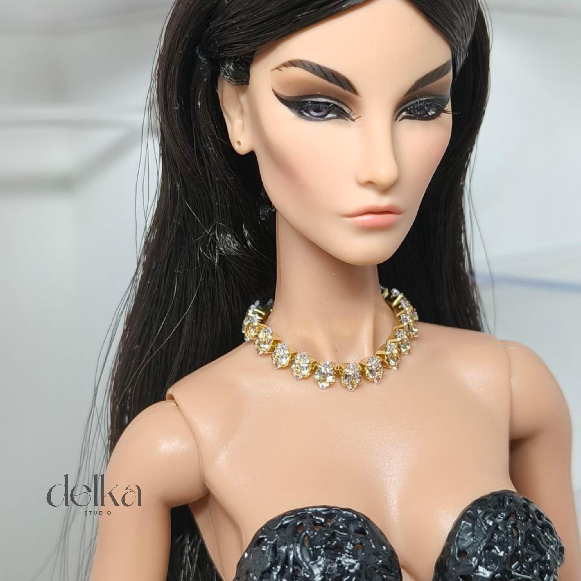 Rhinestone Jeweled Choker, 1:6 Scale Doll Necklace