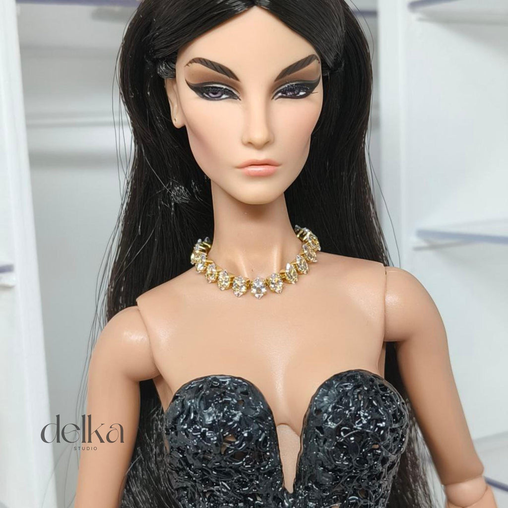 Rhinestone Jeweled Choker, 1:6 Scale Doll Necklace