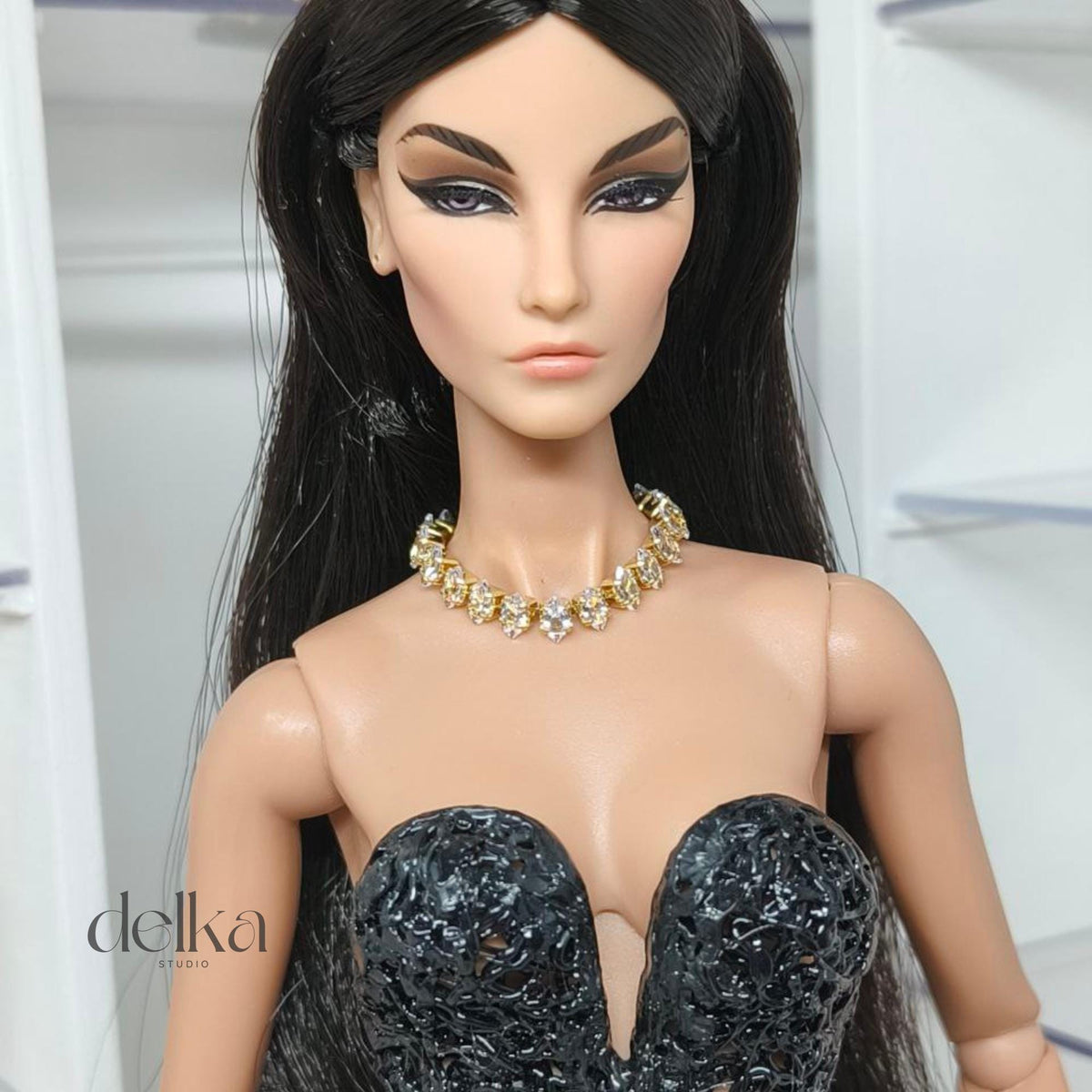 Rhinestone Jeweled Choker, 1:6 Scale Doll Necklace