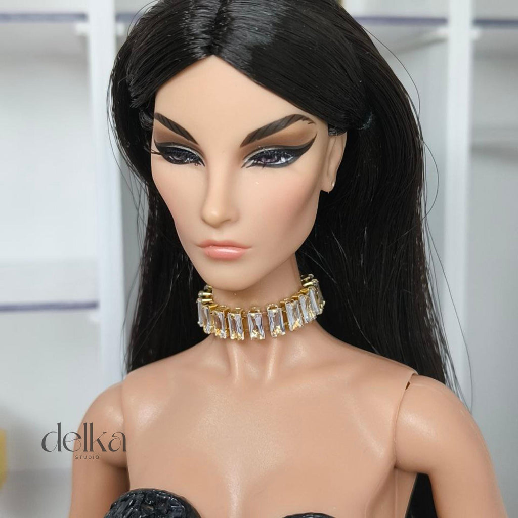 Rhinestone Jeweled Choker, 1:6 Scale Doll Necklace