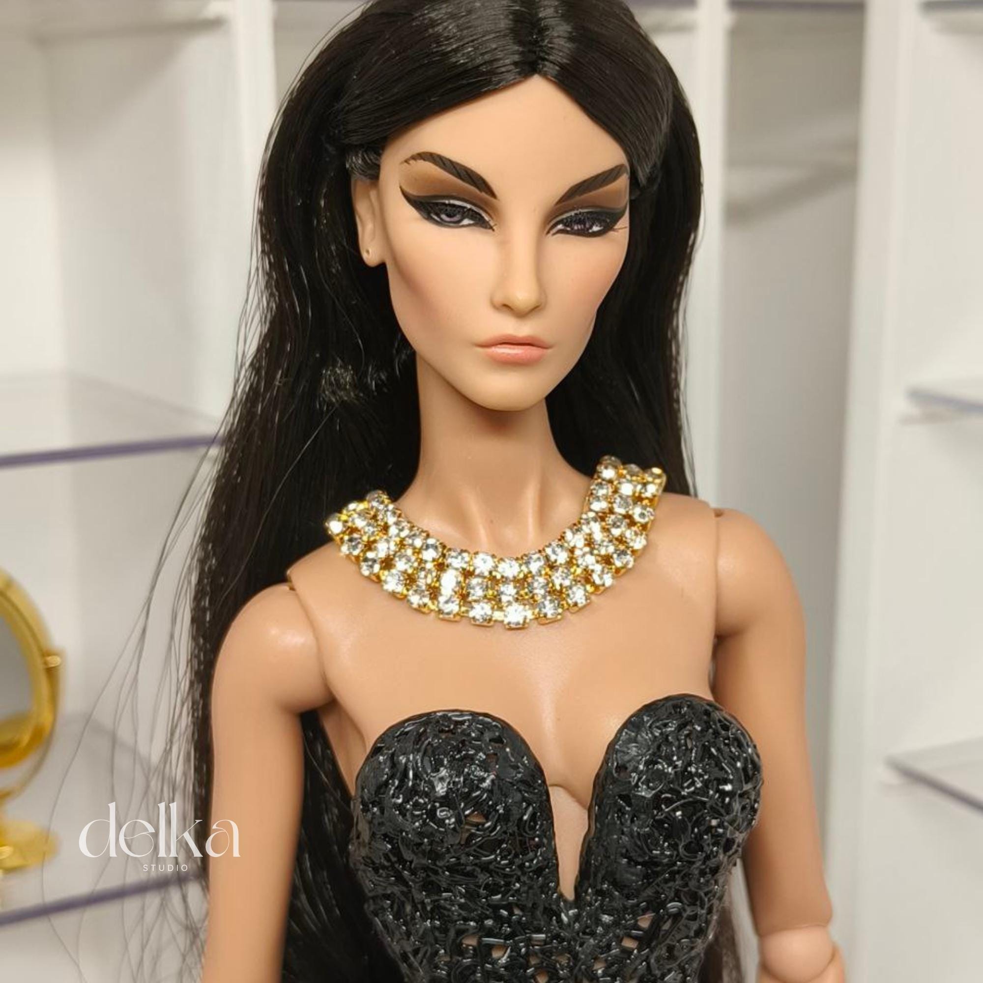 12 inch Glitter Rhinestone Choker for fashion dolls, 1:6 Scale Doll Necklace