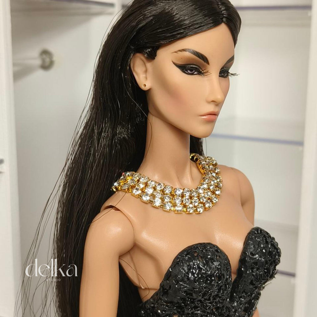 12 inch Glitter Rhinestone Choker for fashion dolls, 1:6 Scale Doll Necklace