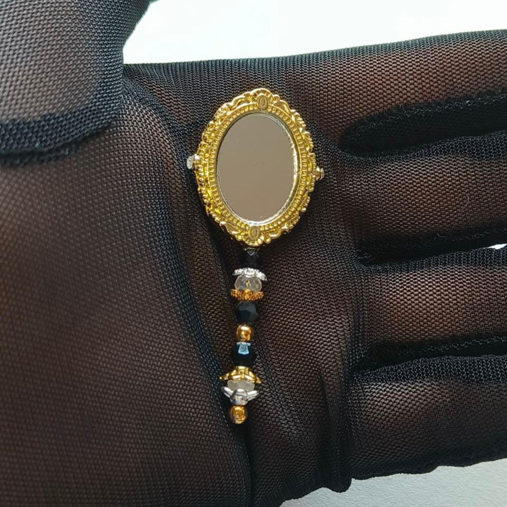 12 inch handmade miniature jeweled gold mirror for Fashion dolls