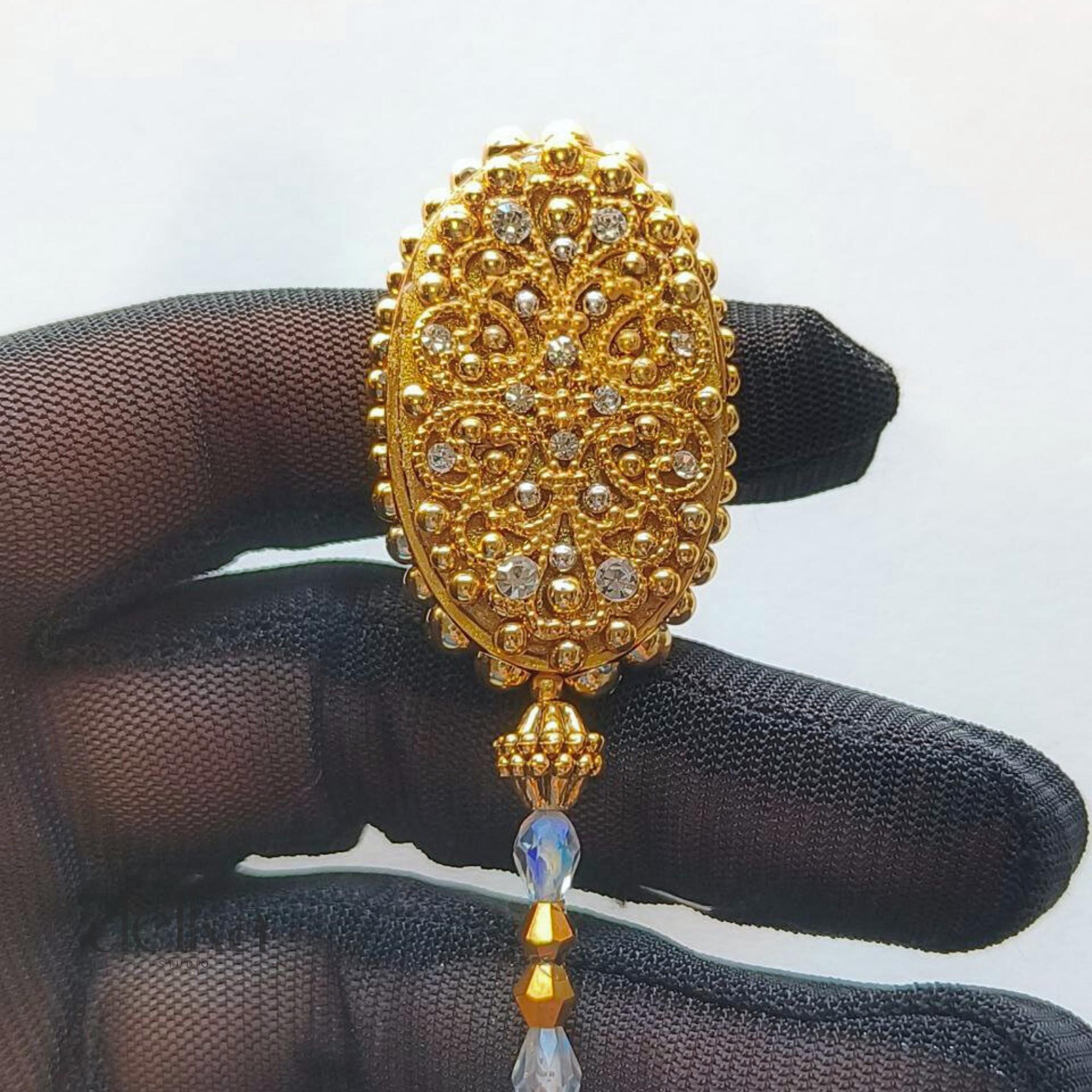 Handmade Gold Jewel Miniature Mirror for Dolls