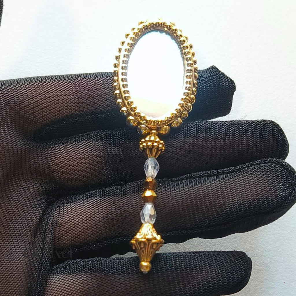 Handmade Gold Jewel Miniature Mirror for Dolls