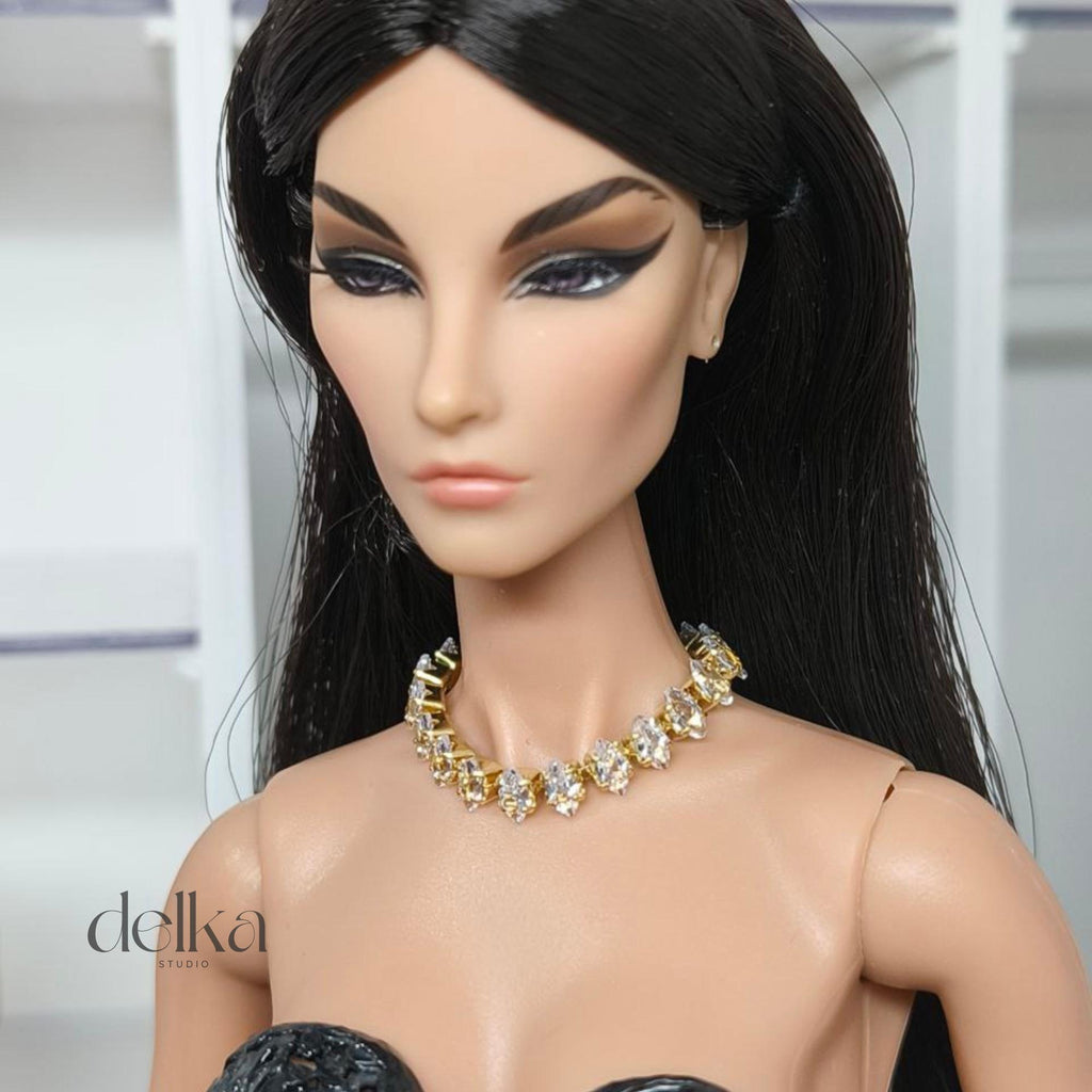 Rhinestone Jeweled Choker, 1:6 Scale Doll Necklace