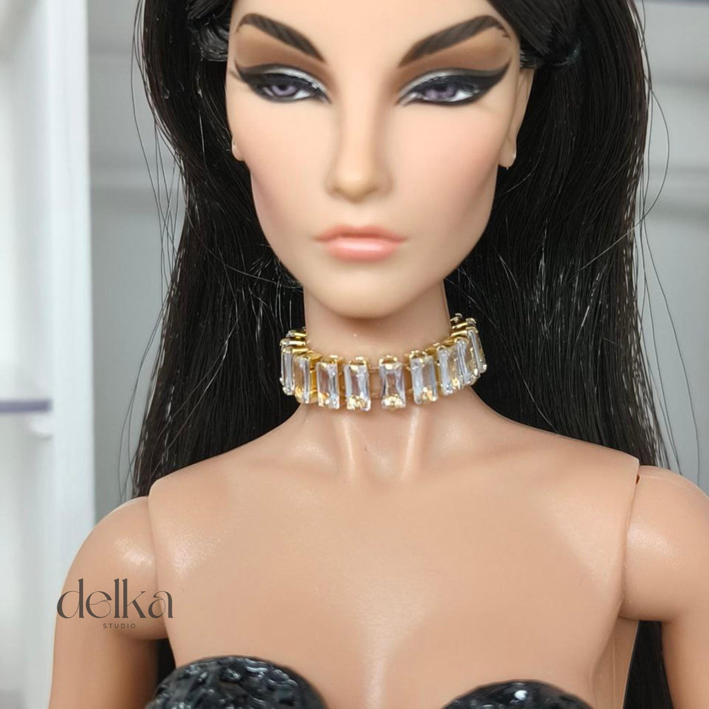 Rhinestone Jeweled Choker, 1:6 Scale Doll Necklace