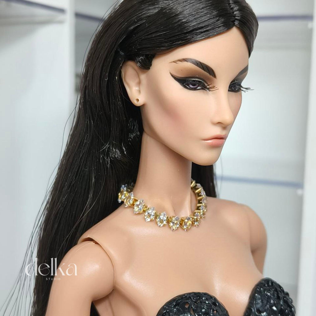 Rhinestone Jeweled Choker, 1:6 Scale Doll Necklace
