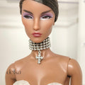Ball Bead Choker with Cross, 12 inch Necklace for Fashion Royalty Dolls