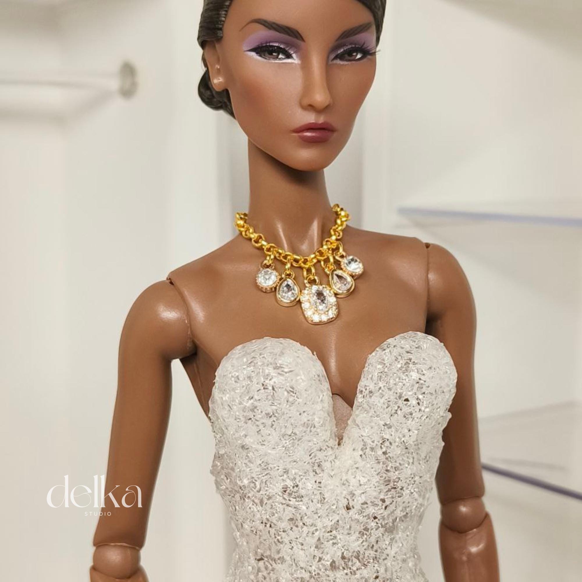 Rhinestone Jeweled Choker: 1/6 Scale Doll Necklace for Fashion Royalty