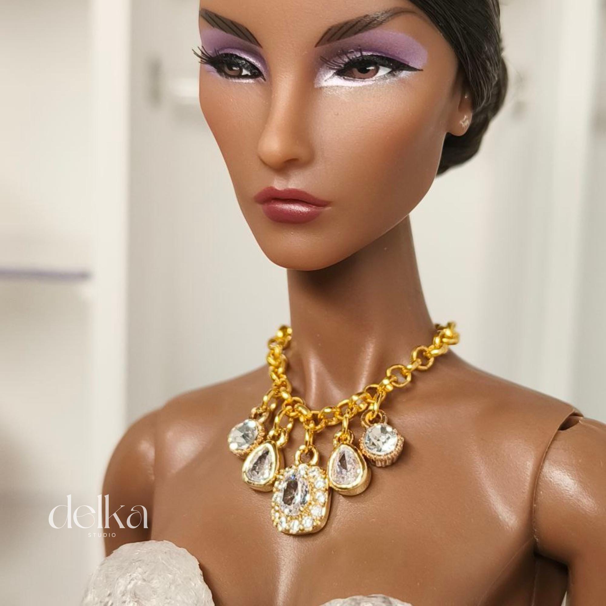 Rhinestone Jeweled Choker: 1/6 Scale Doll Necklace for Fashion Royalty