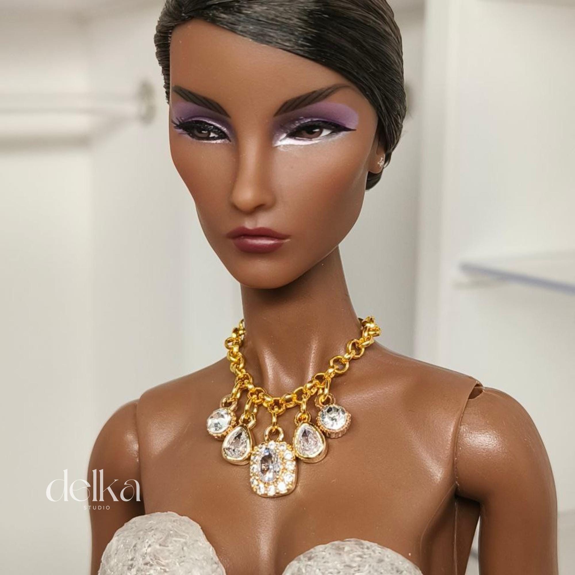Rhinestone Jeweled Choker: 1/6 Scale Doll Necklace for Fashion Royalty