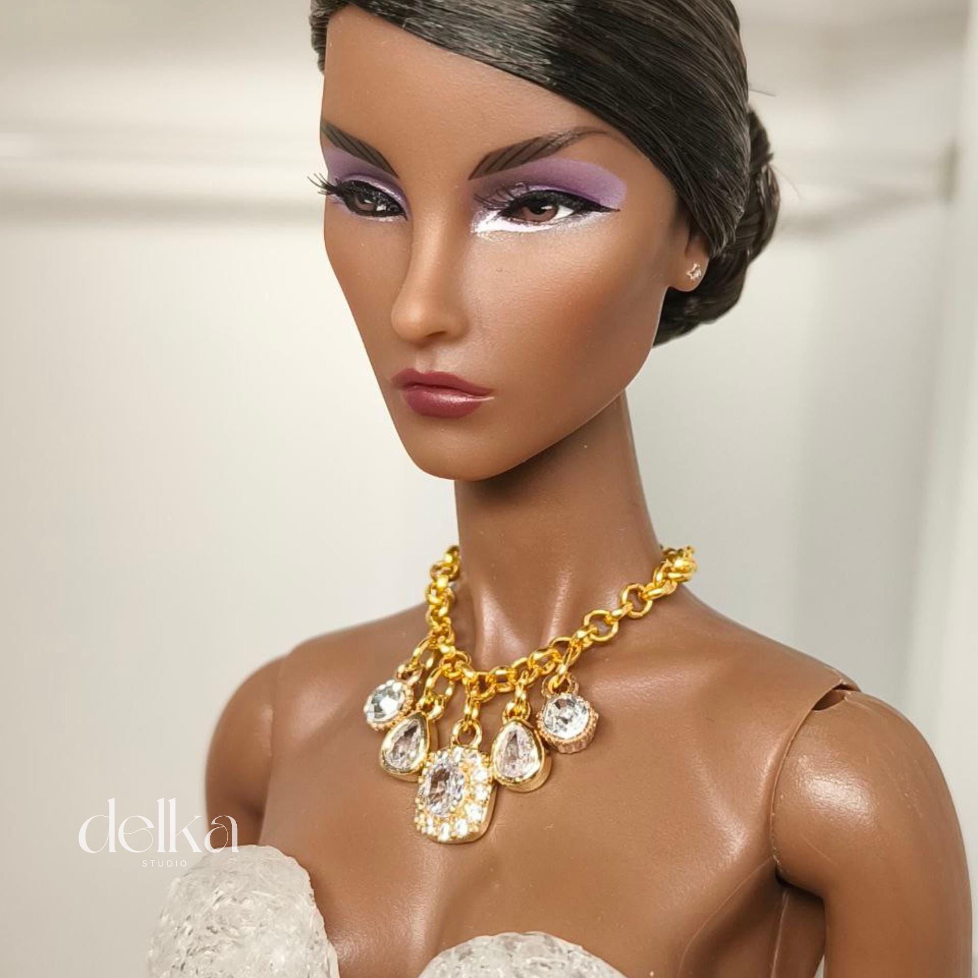 Rhinestone Jeweled Choker: 1/6 Scale Doll Necklace for Fashion Royalty