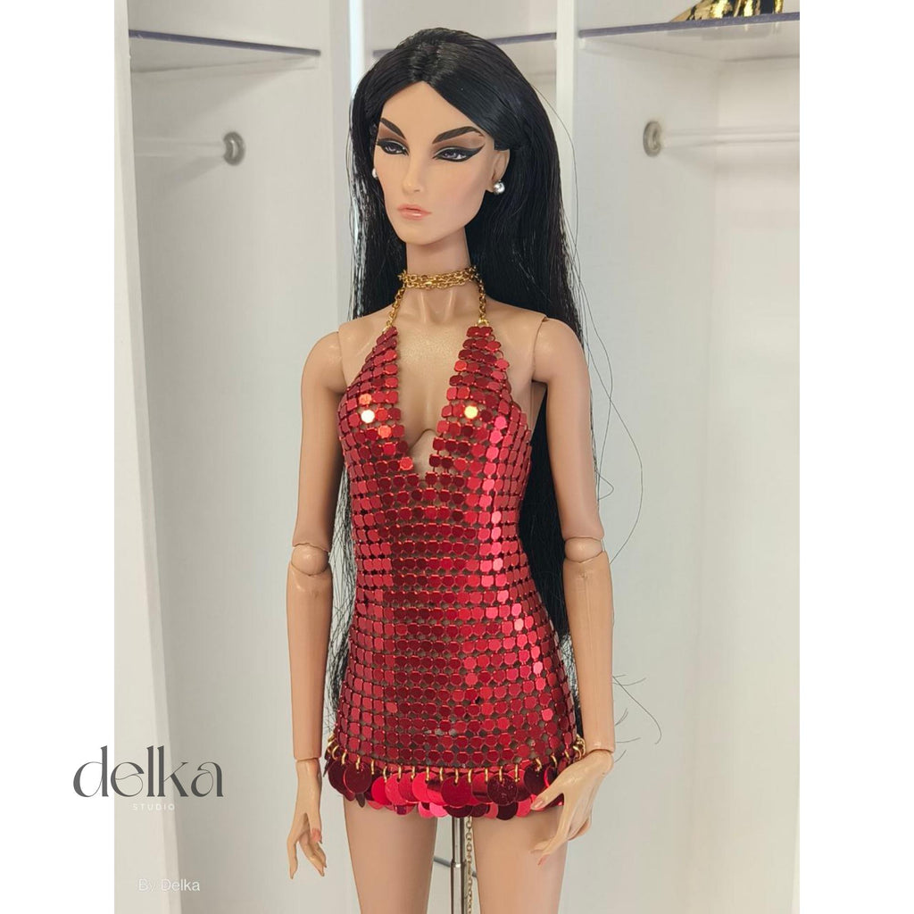 Metallic Sequin Dress for 12" Fashion Dolls: Integrity Toys, Nu Face, Fashion Royalty