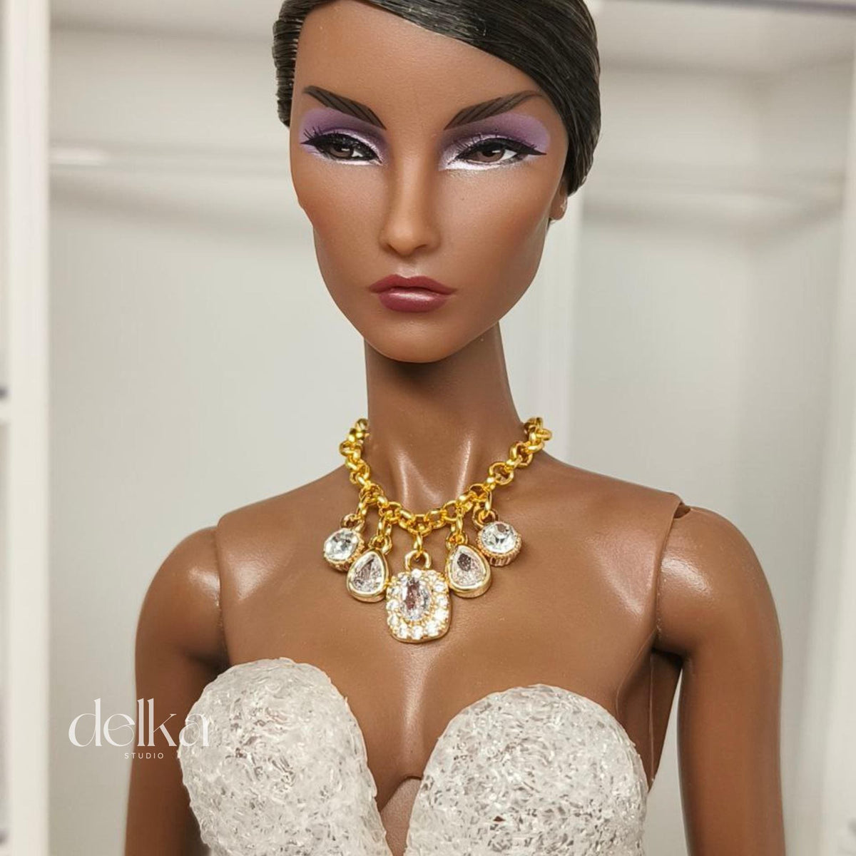 Rhinestone Jeweled Choker: 1/6 Scale Doll Necklace for Fashion Royalty