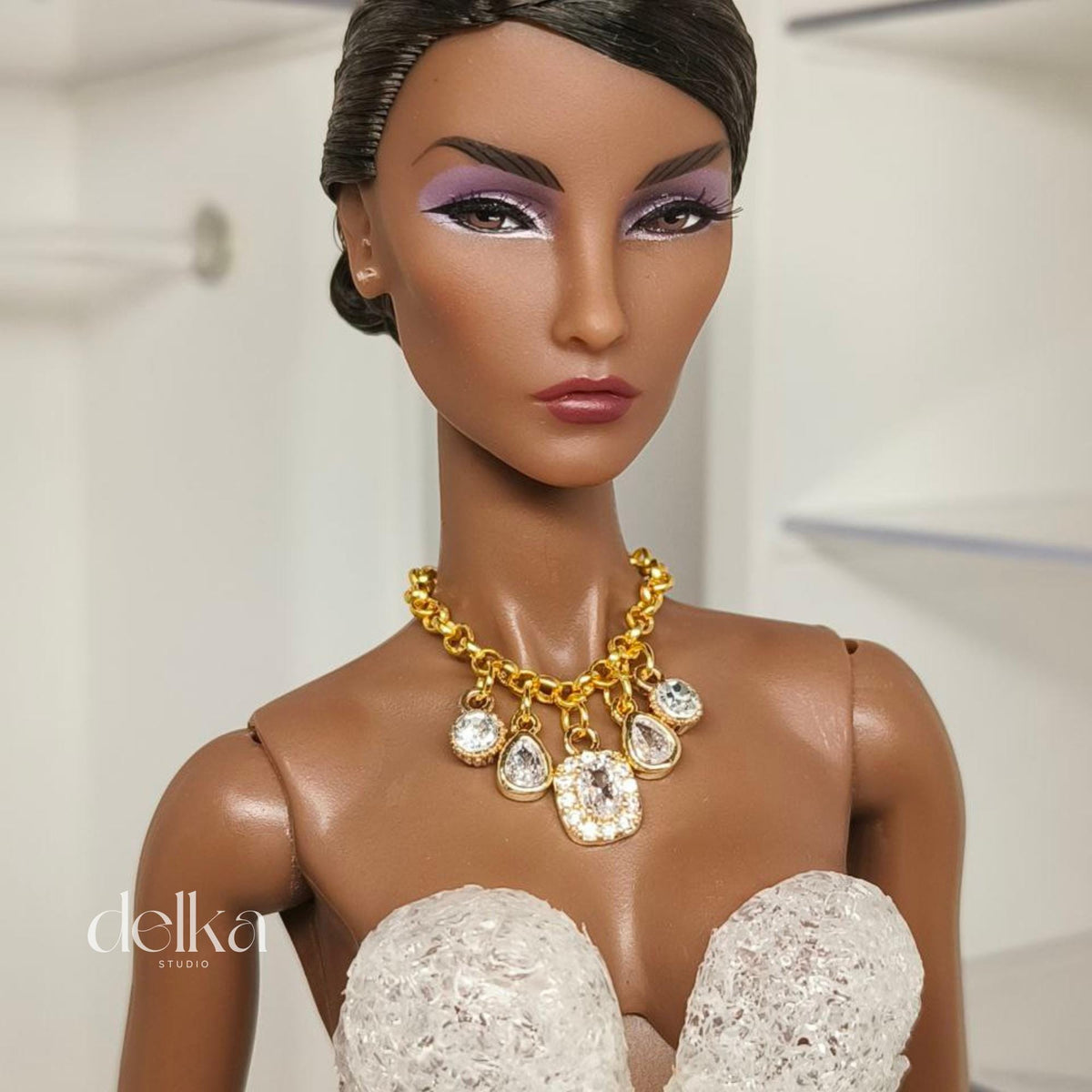 Rhinestone Jeweled Choker: 1/6 Scale Doll Necklace for Fashion Royalty