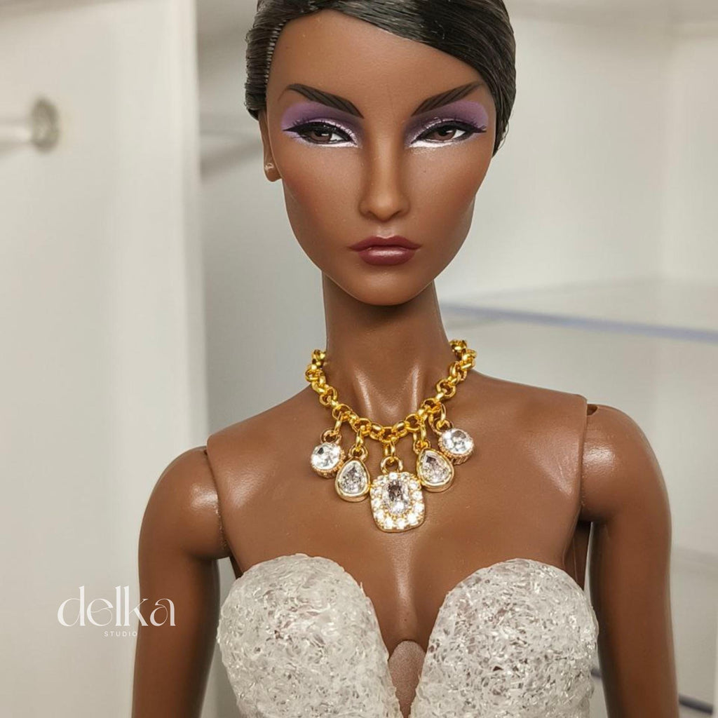 Rhinestone Jeweled Choker: 1/6 Scale Doll Necklace for Fashion Royalty