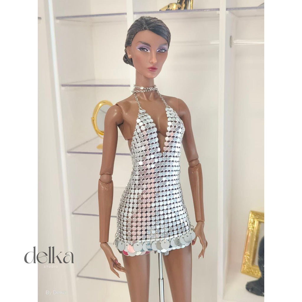 Metallic Sequin Dress for 12" Fashion Dolls: Integrity Toys, Nu Face, Fashion Royalty