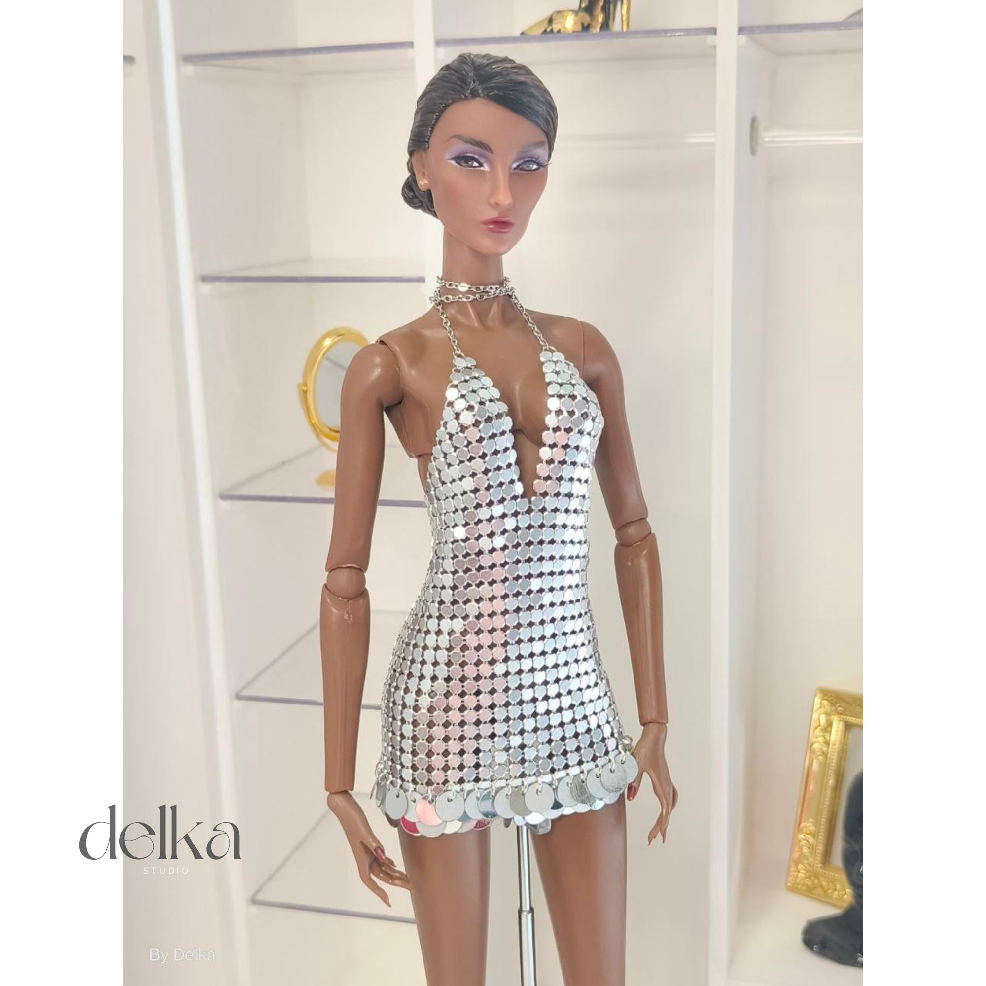 Metallic Sequin Dress for 12" Fashion Dolls: Integrity Toys, Nu Face, Fashion Royalty