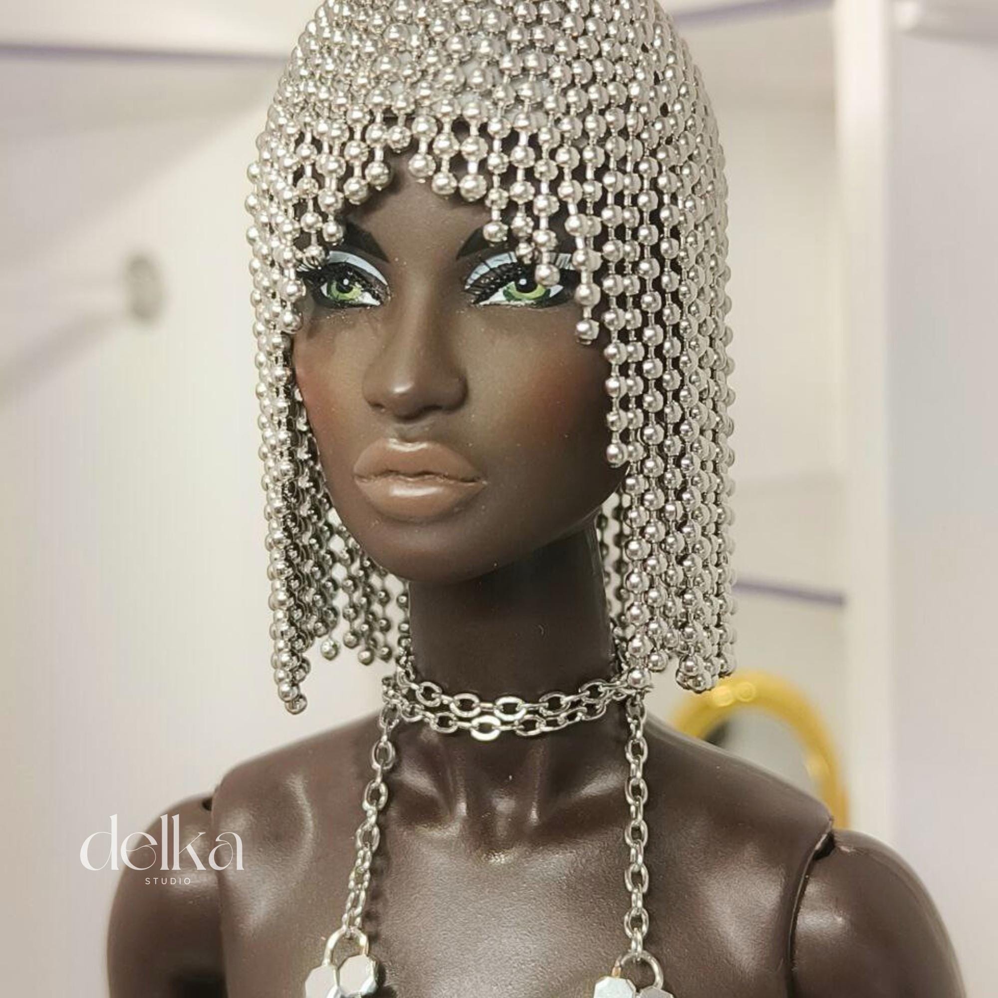 Metallic Silver Doll Wig, 1:6 Scale, Fashion Royalty, Nu Face