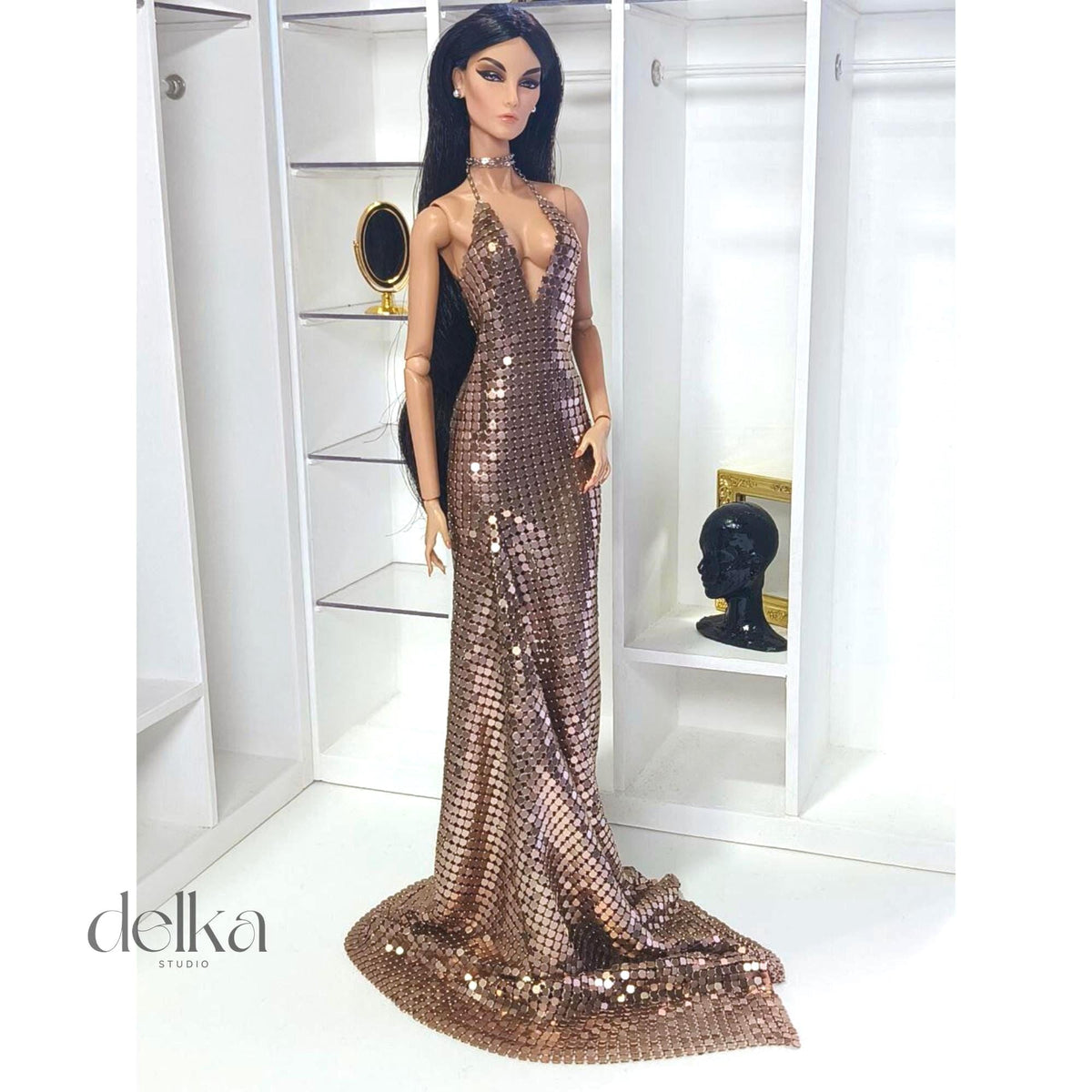Metal Mesh Gown, 12-inch Fashion Doll Dress