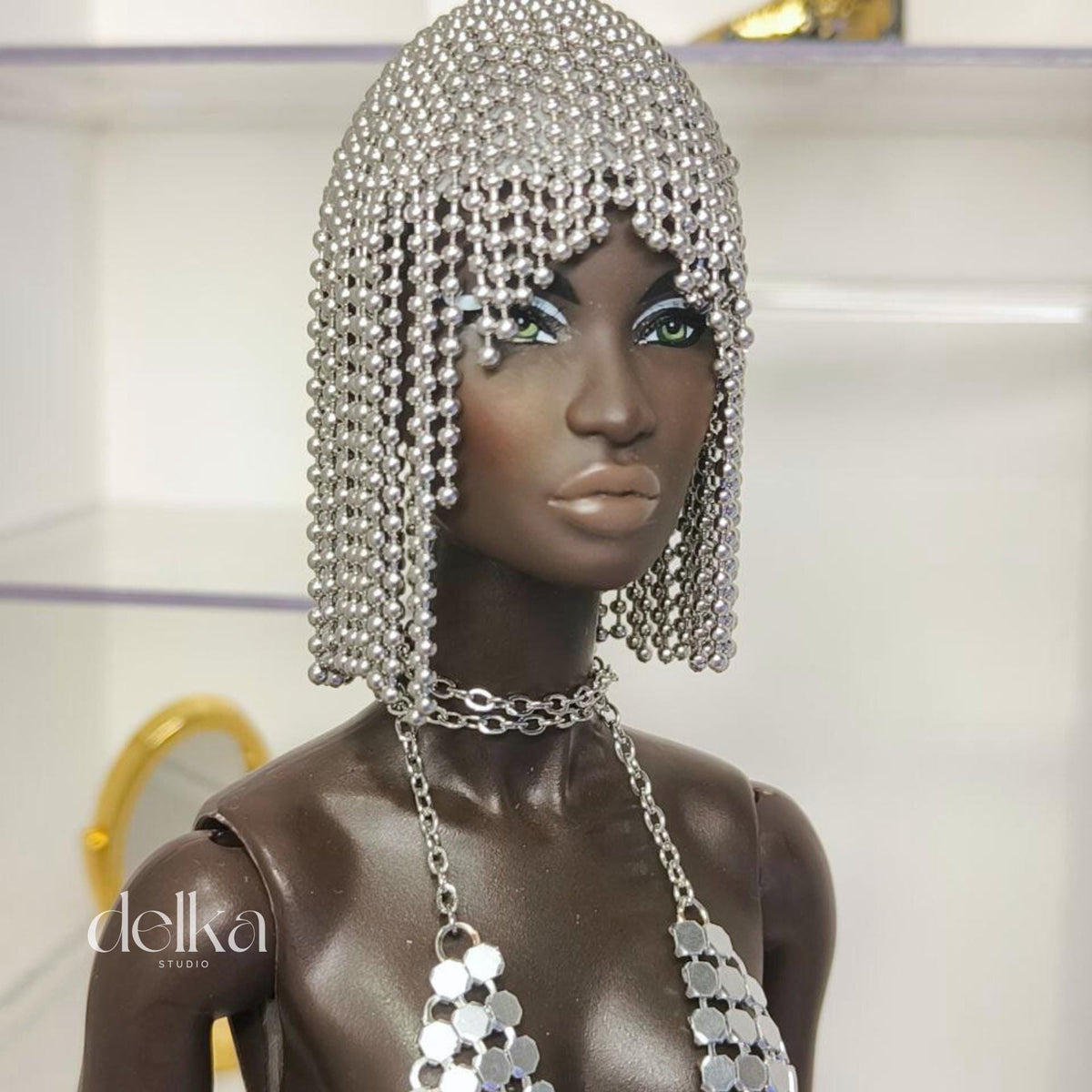 Metallic Silver Doll Wig, 1:6 Scale, Fashion Royalty, Nu Face