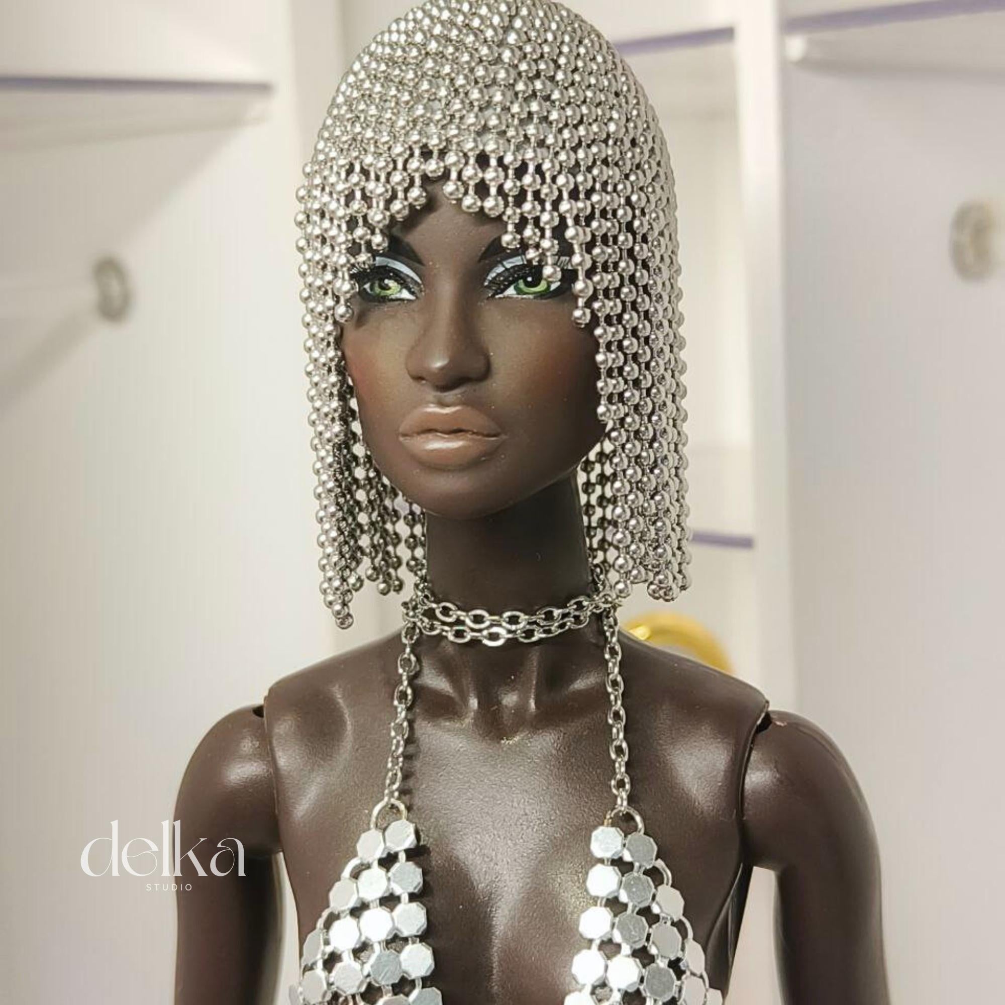 Metallic Silver Doll Wig, 1:6 Scale, Fashion Royalty, Nu Face