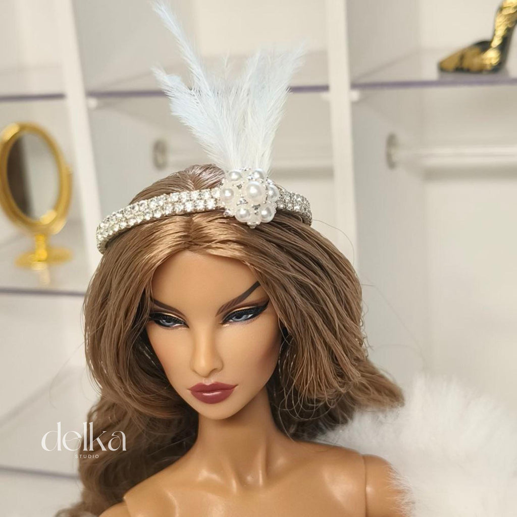 12 inch Charleston Headdress for dolls, 1:6 scale Showgirl Tiara for Fashion Dolls