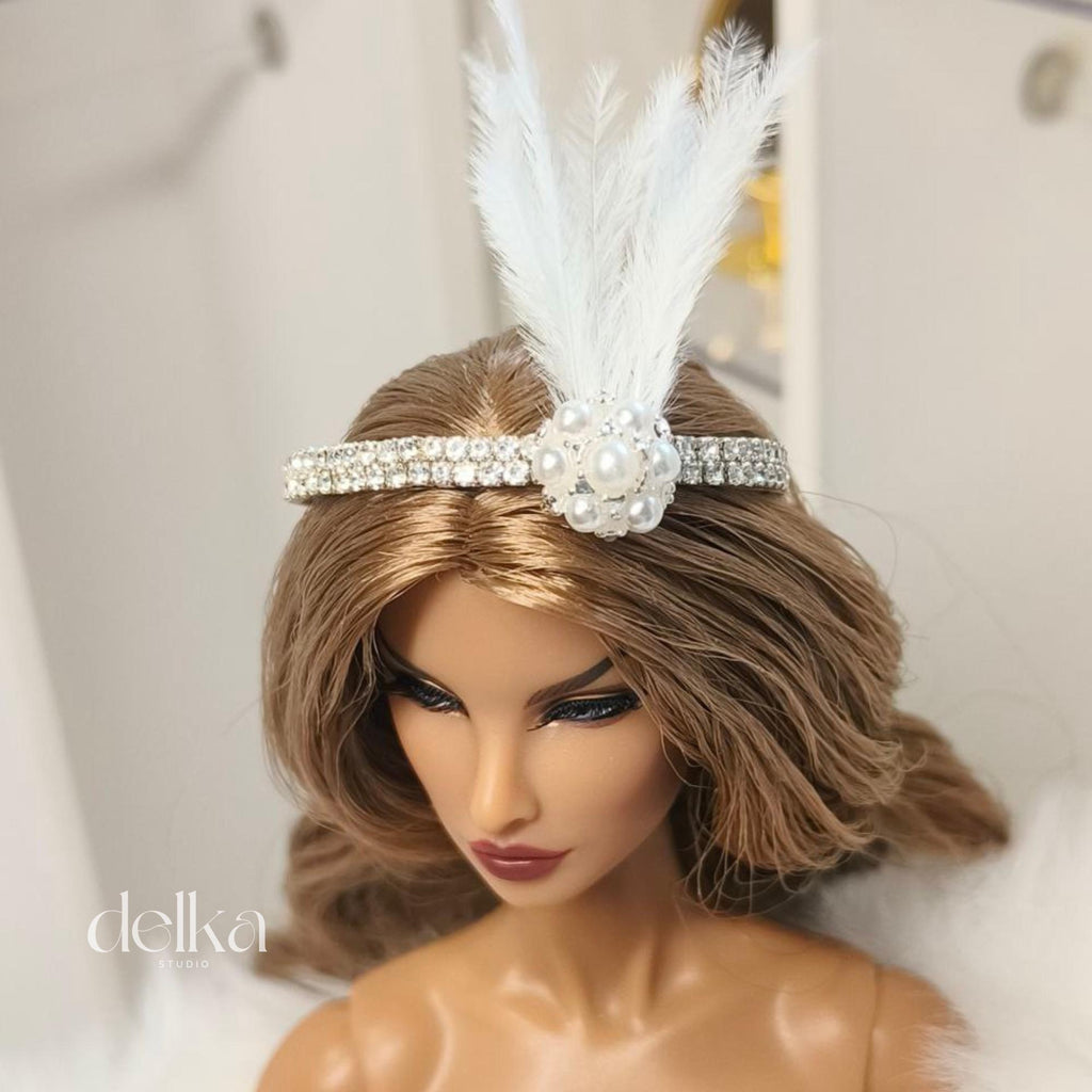 12 inch Charleston Headdress for dolls, 1:6 scale Showgirl Tiara for Fashion Dolls
