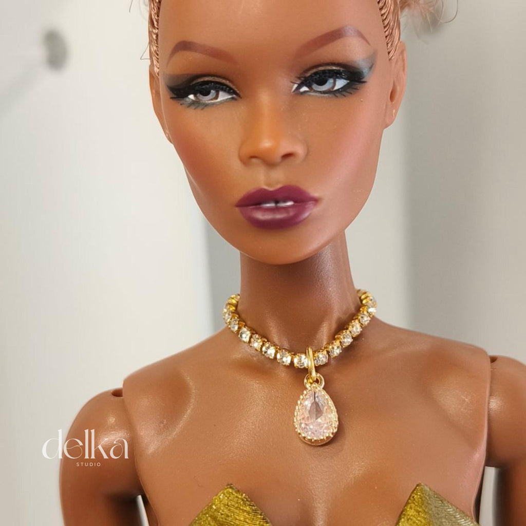 12 inch rhinestone Jeweled Choker for fashion dolls, 1:6 scale necklace for dolls