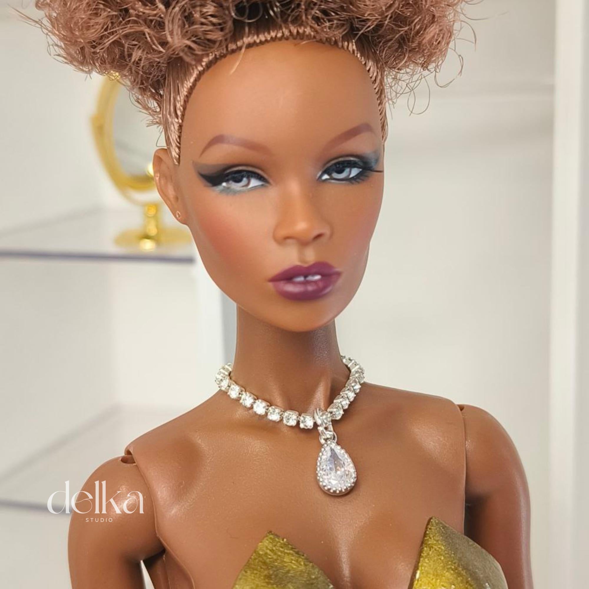 12 inch rhinestone Jeweled Choker for fashion dolls, 1:6 scale necklace for dolls