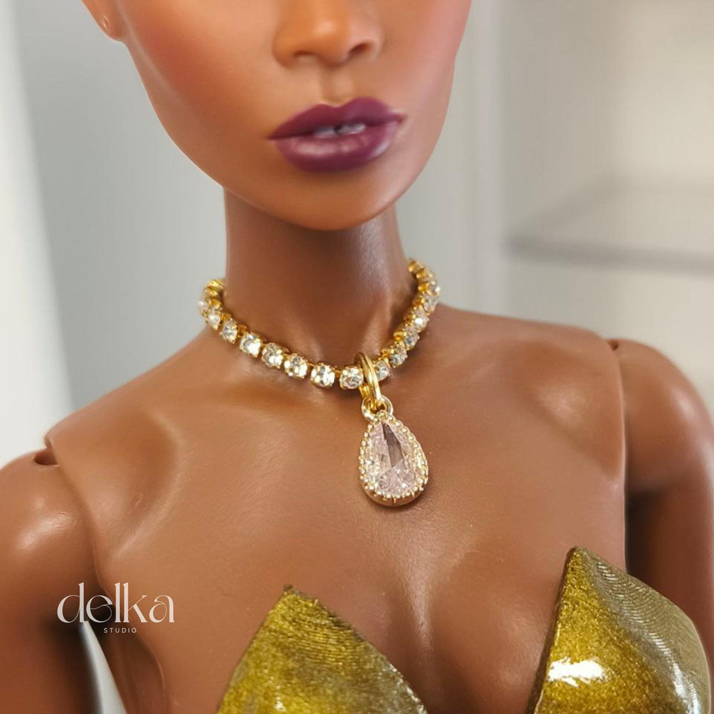 12 inch rhinestone Jeweled Choker for fashion dolls, 1:6 scale necklace for dolls
