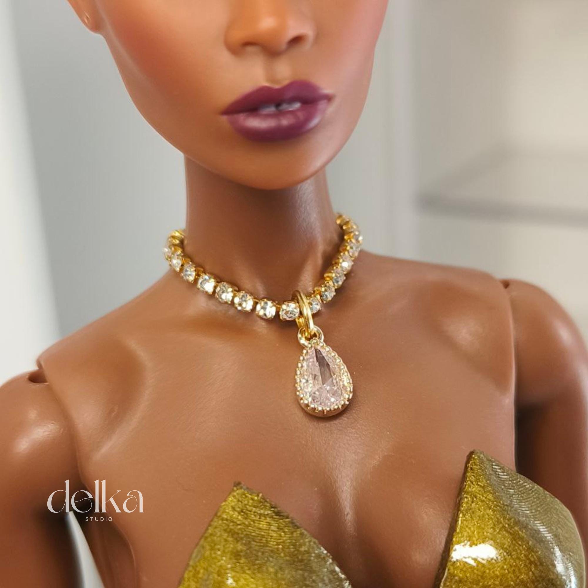 12 inch rhinestone Jeweled Choker for fashion dolls, 1:6 scale necklace for dolls
