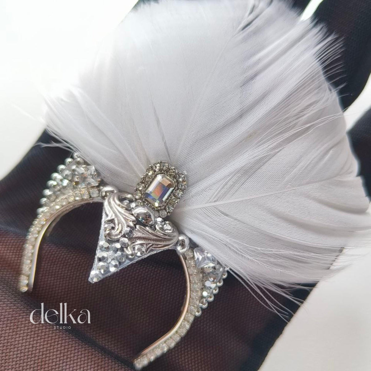 12 inch Miniature Feathered Showgirl Headpiece, 1/6 Scale Fashion Dolls