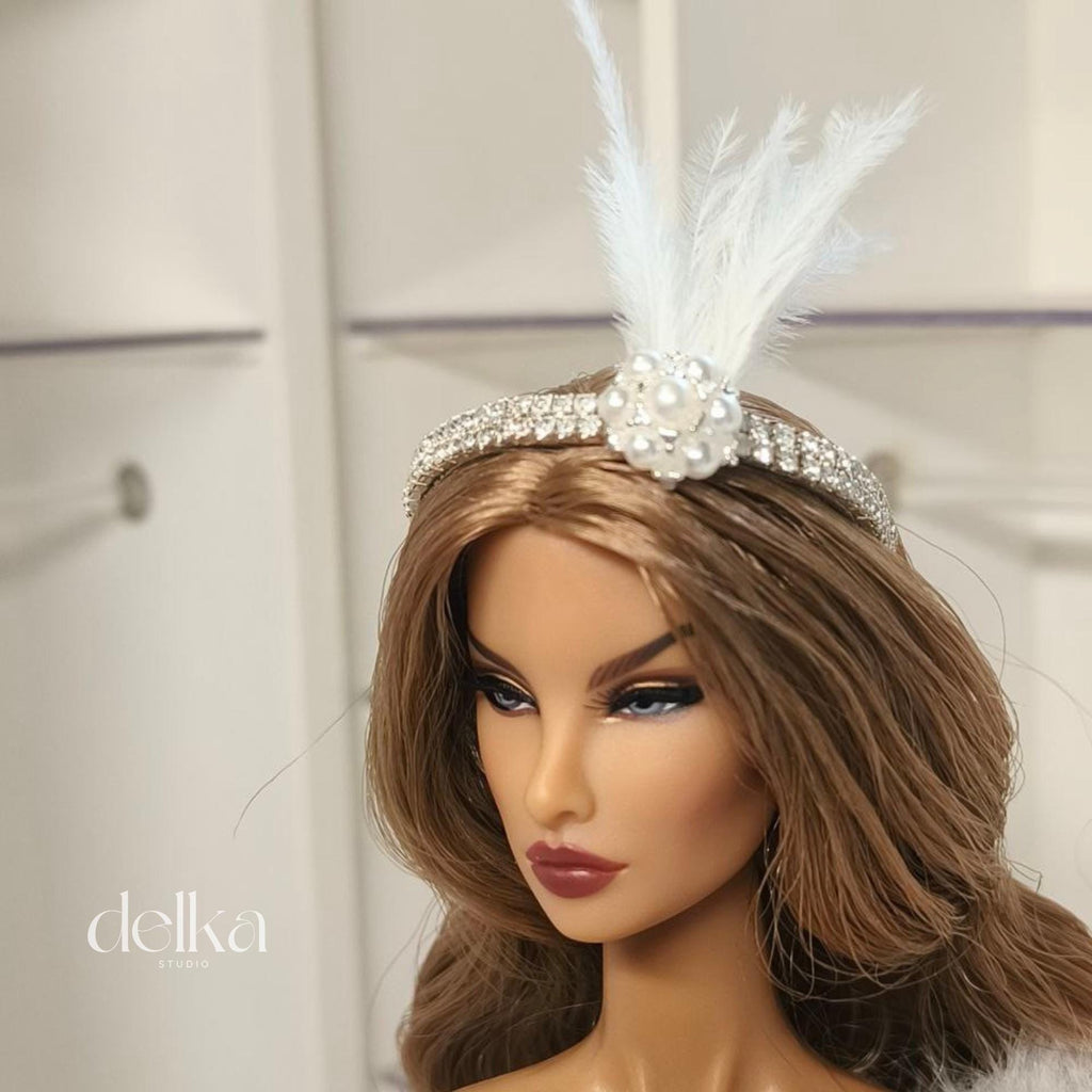 12 inch Charleston Headdress for dolls, 1:6 scale Showgirl Tiara for Fashion Dolls