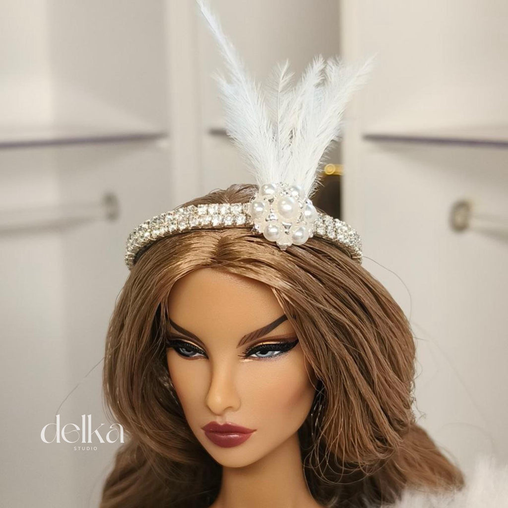 12 inch Charleston Headdress for dolls, 1:6 scale Showgirl Tiara for Fashion Dolls