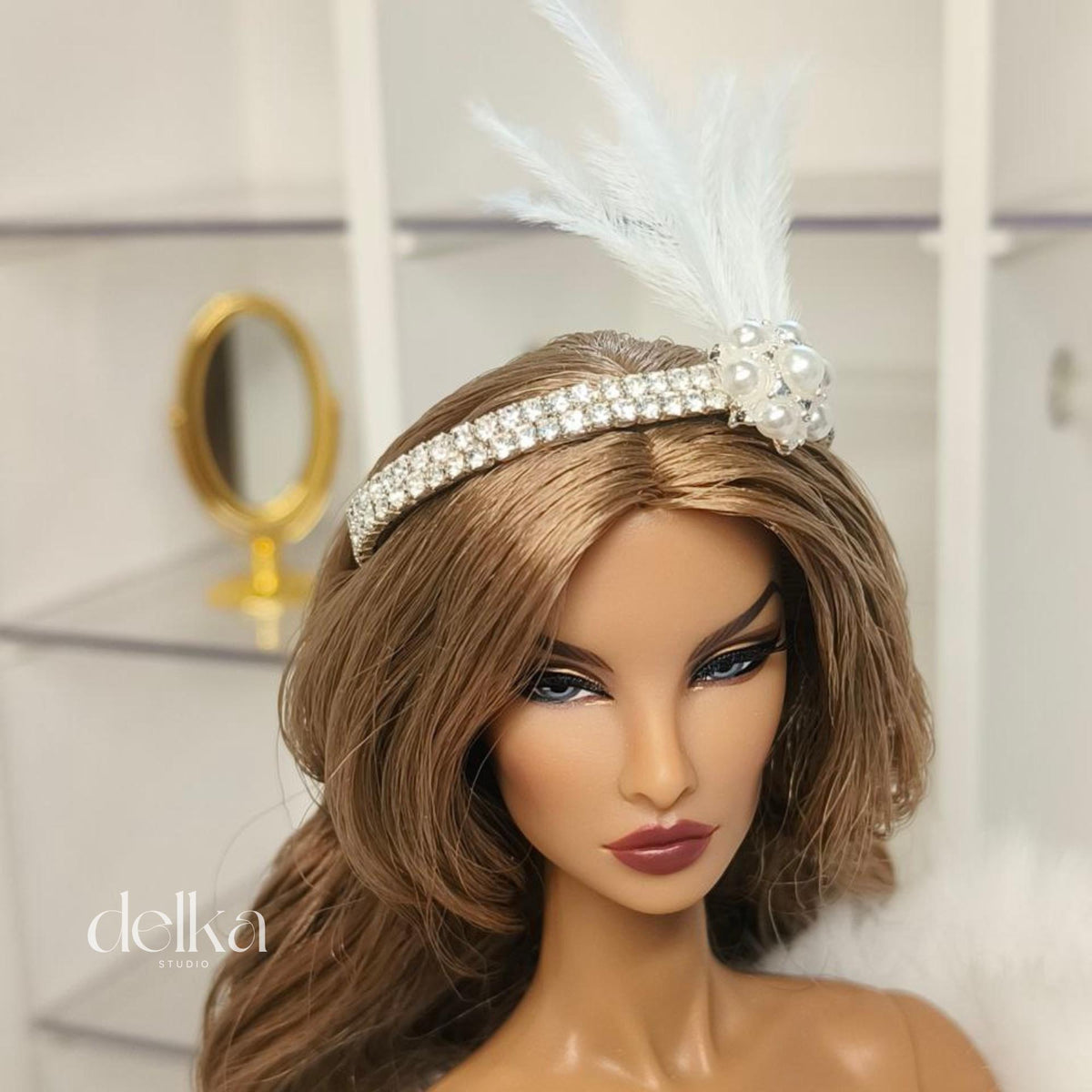 12 inch Charleston Headdress for dolls, 1:6 scale Showgirl Tiara for Fashion Dolls
