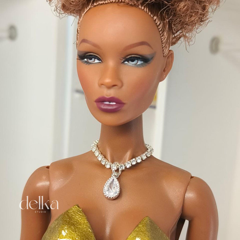 12 inch rhinestone Jeweled Choker for fashion dolls, 1:6 scale necklace for dolls